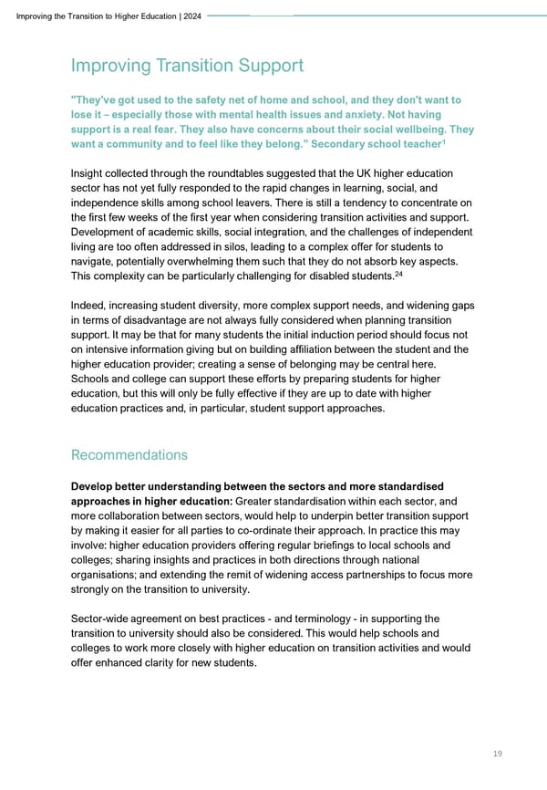 Improving the transition to Higher Education - Page 19