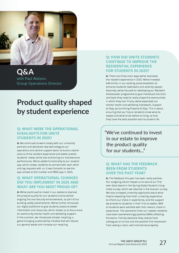 Home for Success: Unite Students Annual Report 2025 - Page 29